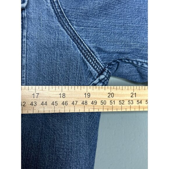 Eddie Bauer Men's Medium Flannel Lined Denim Button-Up Collared LS Shirt - Picture 6 of 11